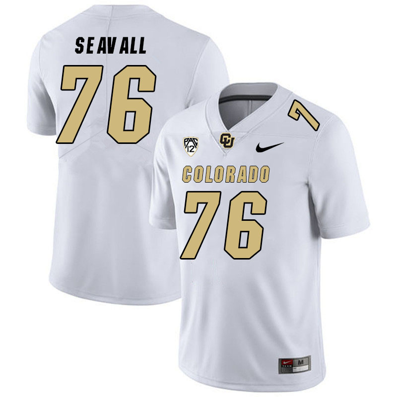 Men #76 Jack Seavall Colorado Buffaloes College Football Jerseys Stitched Sale-White